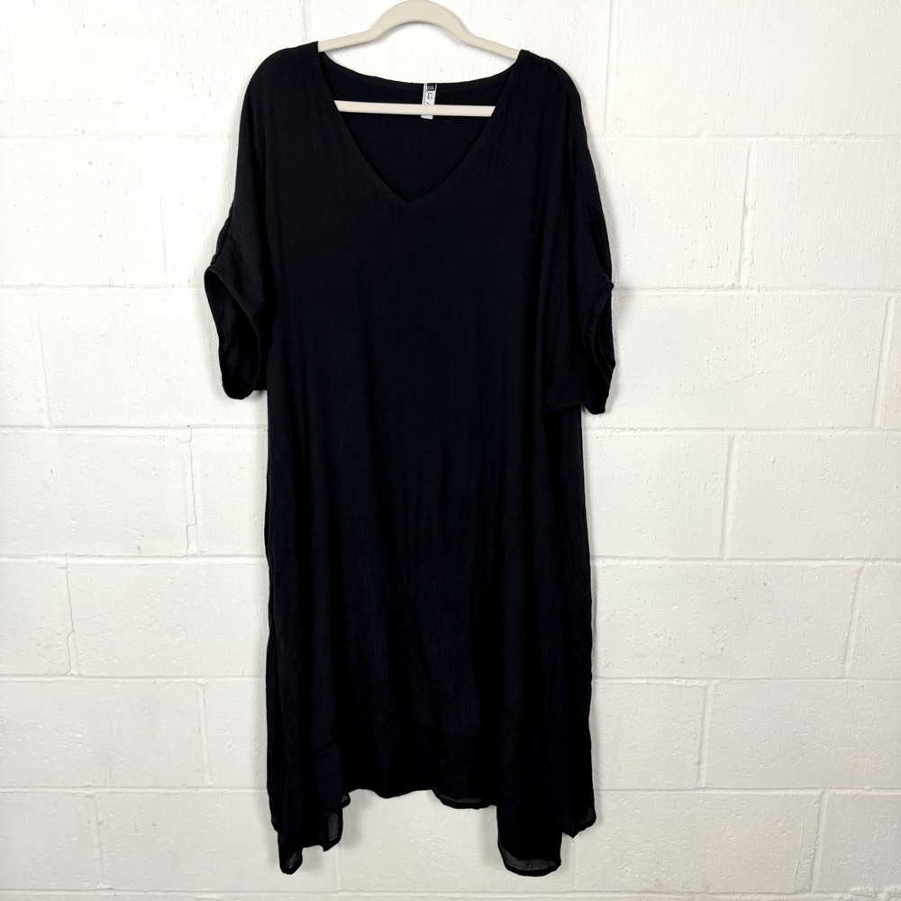 White Amber Midi Maxi Dress Gauzy Layers Relaxed Asymmetric Artsy Lagenlook XXXL